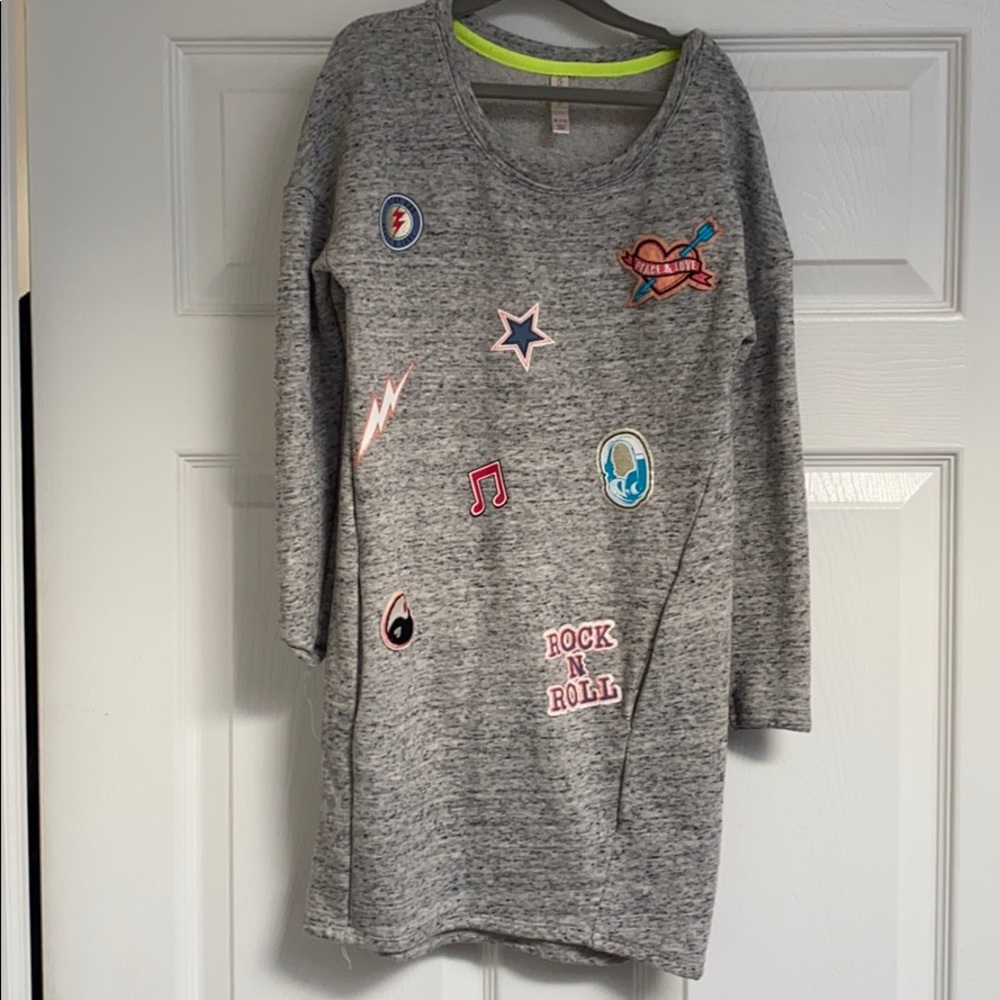 Girls Xhiliration Patch Detail Sweatshirt Dress